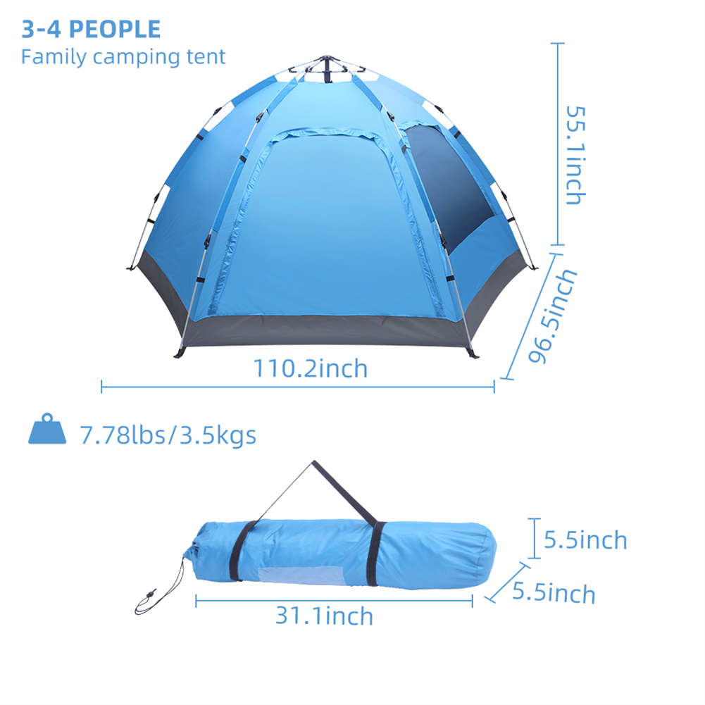 Cheap Goat Tents Camping Tent Waterproof Six sided Single layer Double door Double window Hydraulic Tent For Outdoor Hiking Travel   